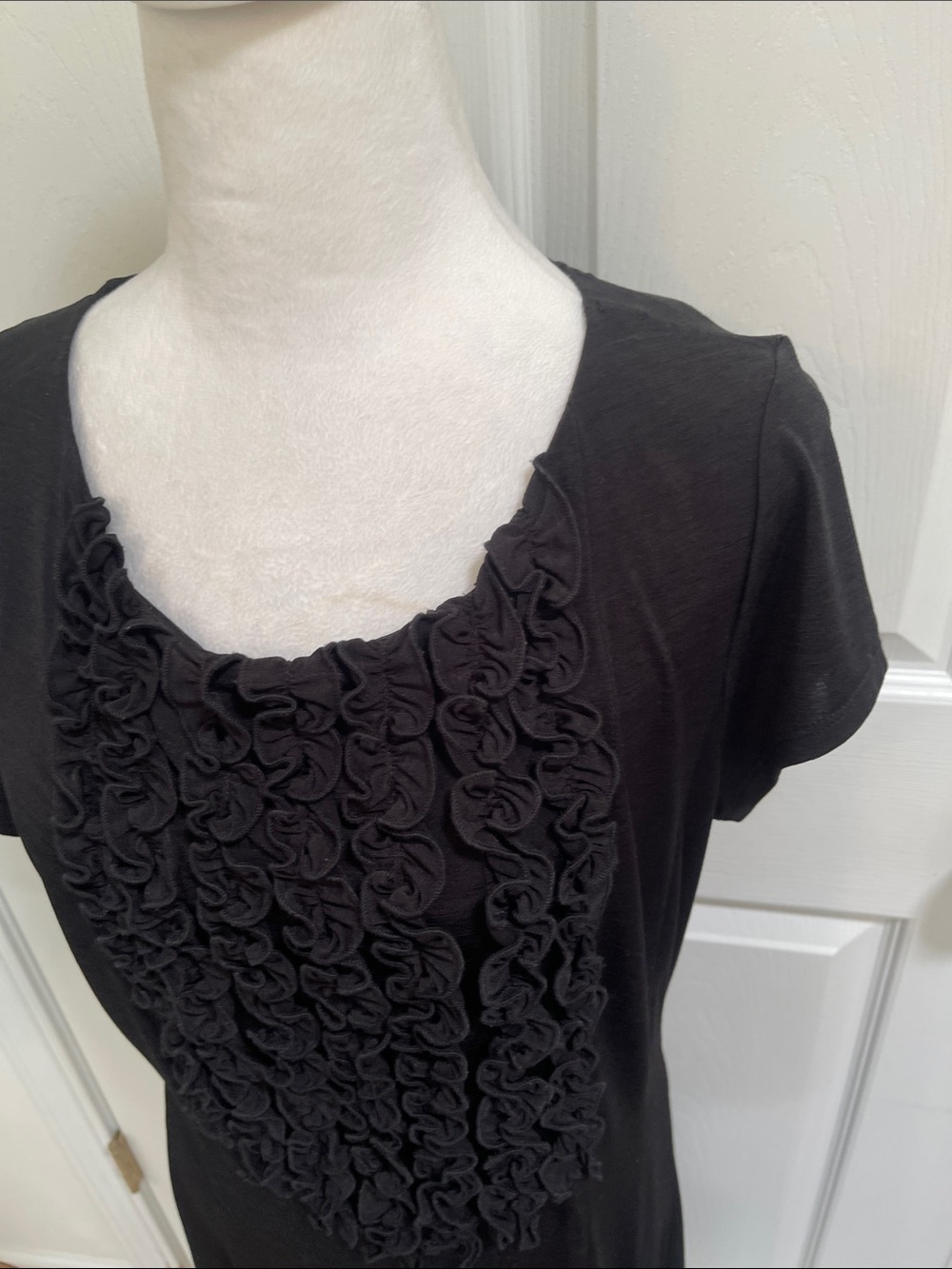 Rabbit Rabbit Rabbit Black Ruffle Front Midi Dress Sz 14 - Picture 2 of 8